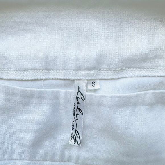 LULU-B Capri Fringe Hem White Pant, Stretchy, Size 8 - Picture 4 of 8